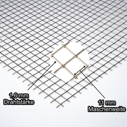 Edelstahl Schweißgitter mit Maschenweite 11 mm - Drahtstärke 1,6 mm