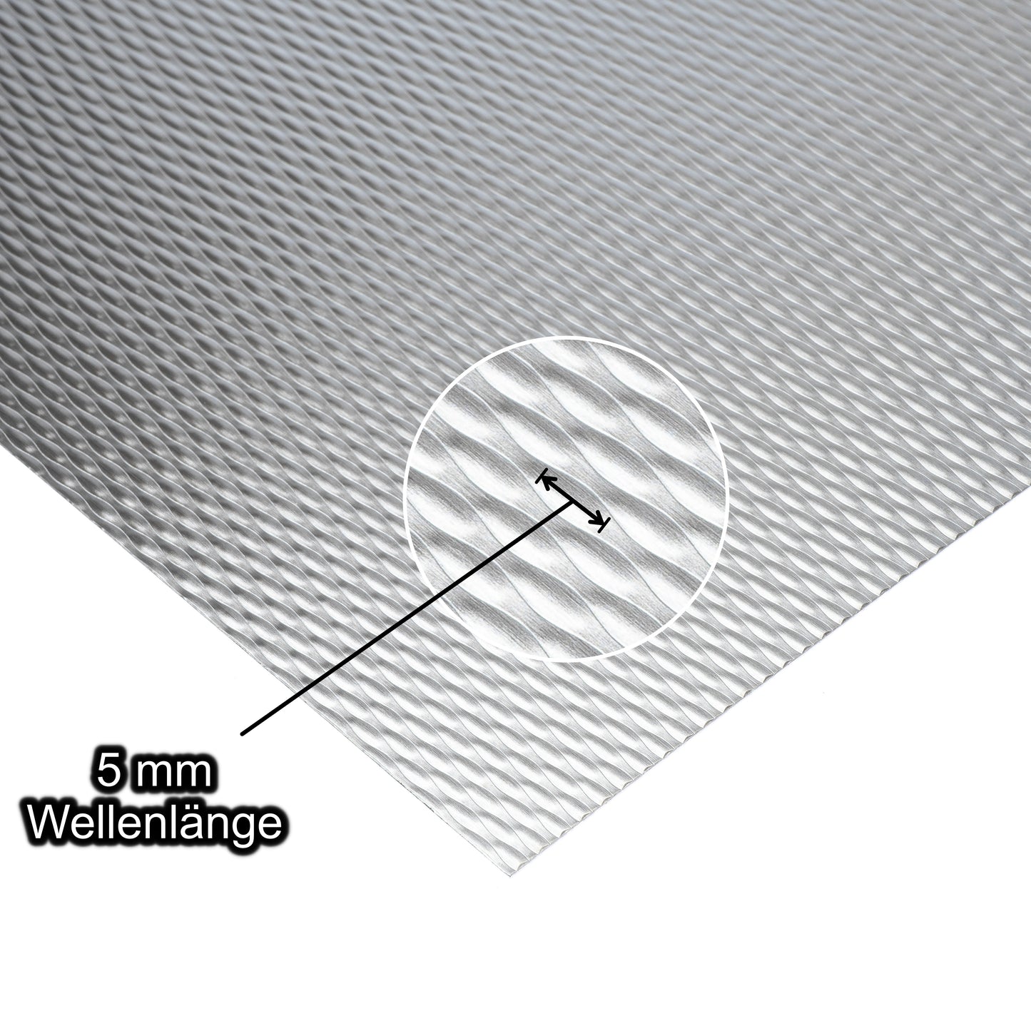Edelstahl Strukturblech mit Wellenlänge 5 mm - Stärke 1 mm