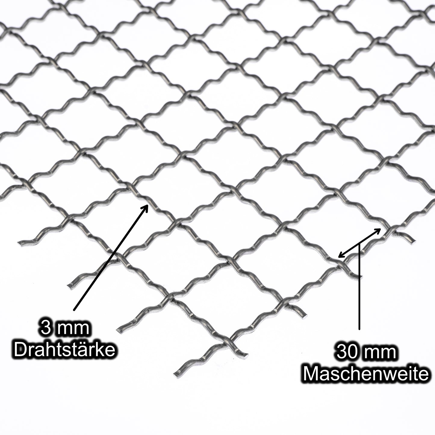 Aluminium blank Wellengitter mit Maschenweite 30 mm - Drahtstärke 3 mm