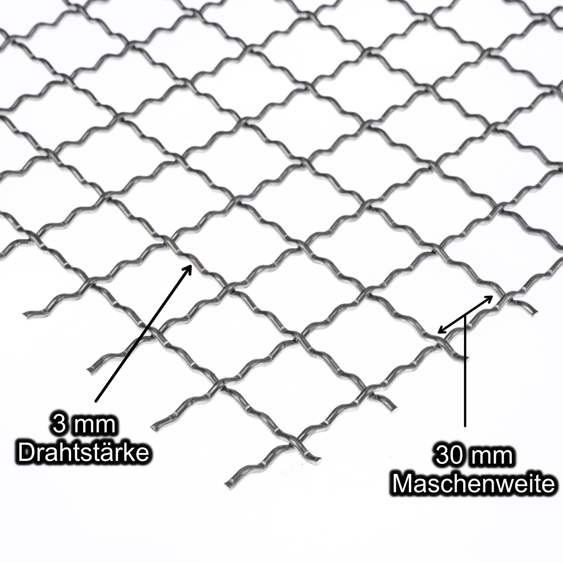 Aluminium blank Wellengitter mit Maschenweite 30 mm - Drahtstärke 3 mm