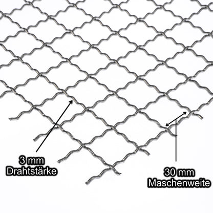 Aluminium blank Wellengitter mit Maschenweite 30 mm - Drahtstärke 3 mm
