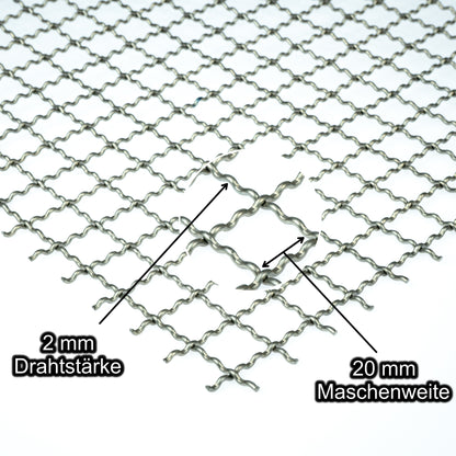 Wellengitter Edelstahl 1.4301 Blank MW20x20 t=2,5mm