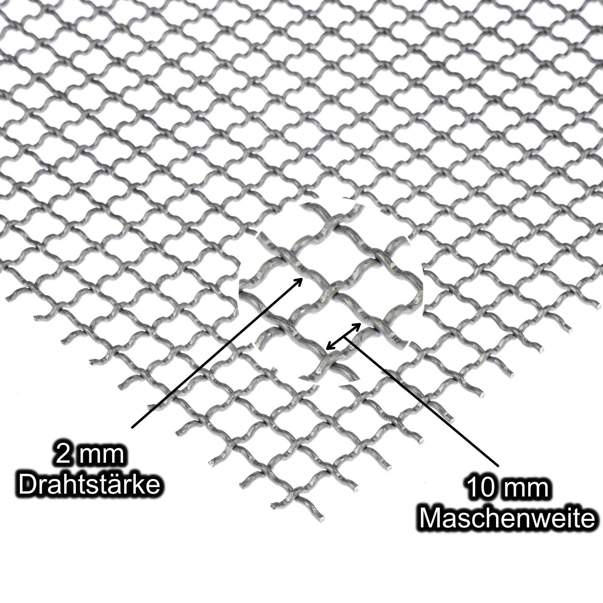 Stahl Wellengitter mit Maschenweite 10 mm - Drahtstärke 2 mm