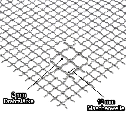 Stahl Wellengitter mit Maschenweite 10 mm - Drahtstärke 2 mm