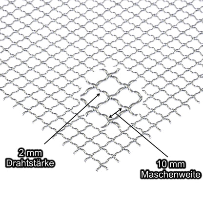Stahl verzinkt Wellengitter mit Maschenweite 10 mm - Drahtstärke 2 mm