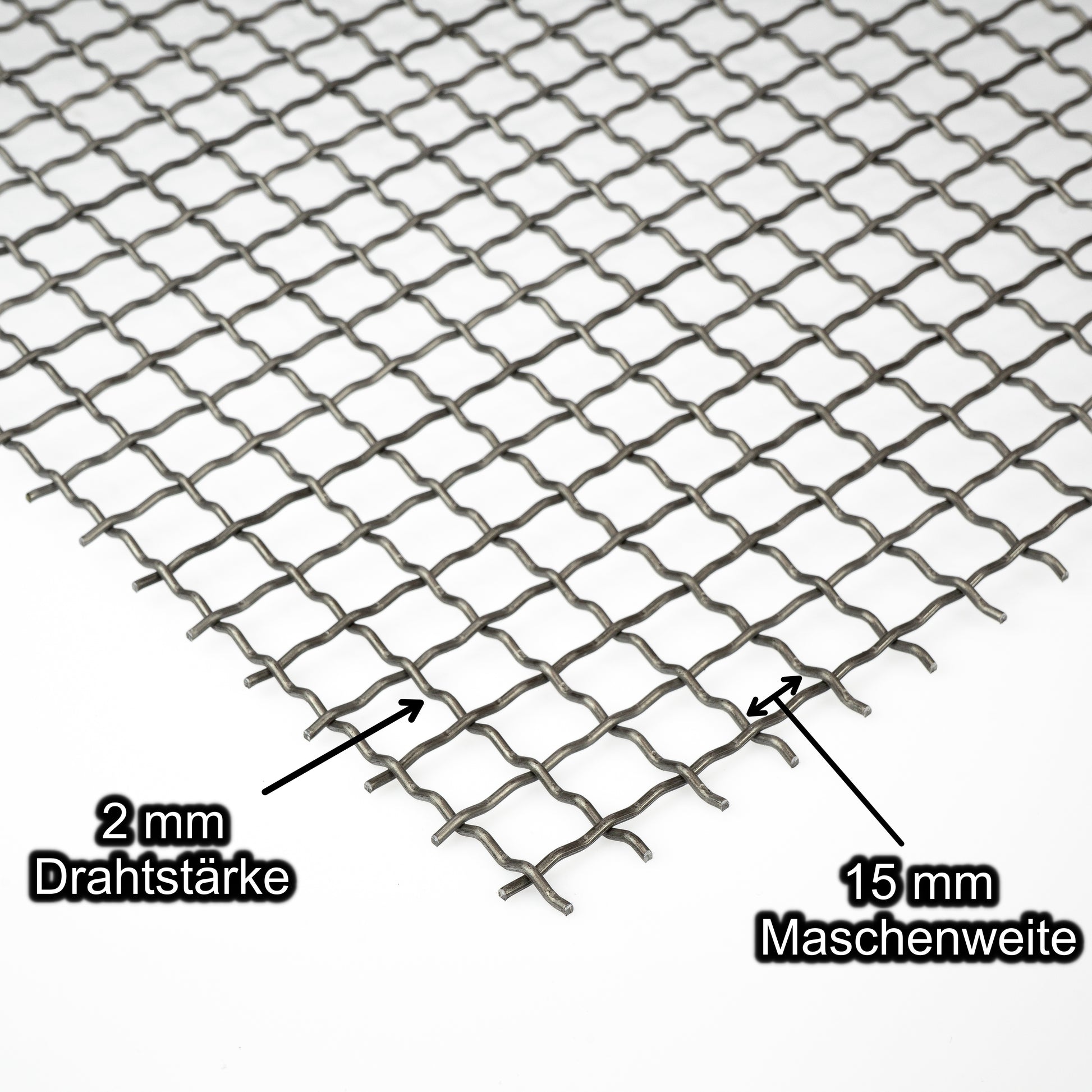 Stahl Wellengitter mit Maschenweite 15 mm - Drahtstärke 2 mm