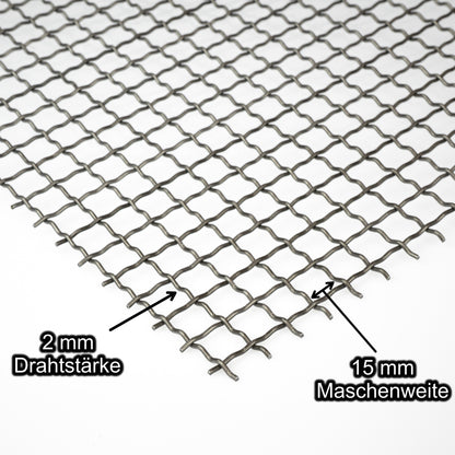 Stahl Wellengitter mit Maschenweite 15 mm - Drahtstärke 2 mm