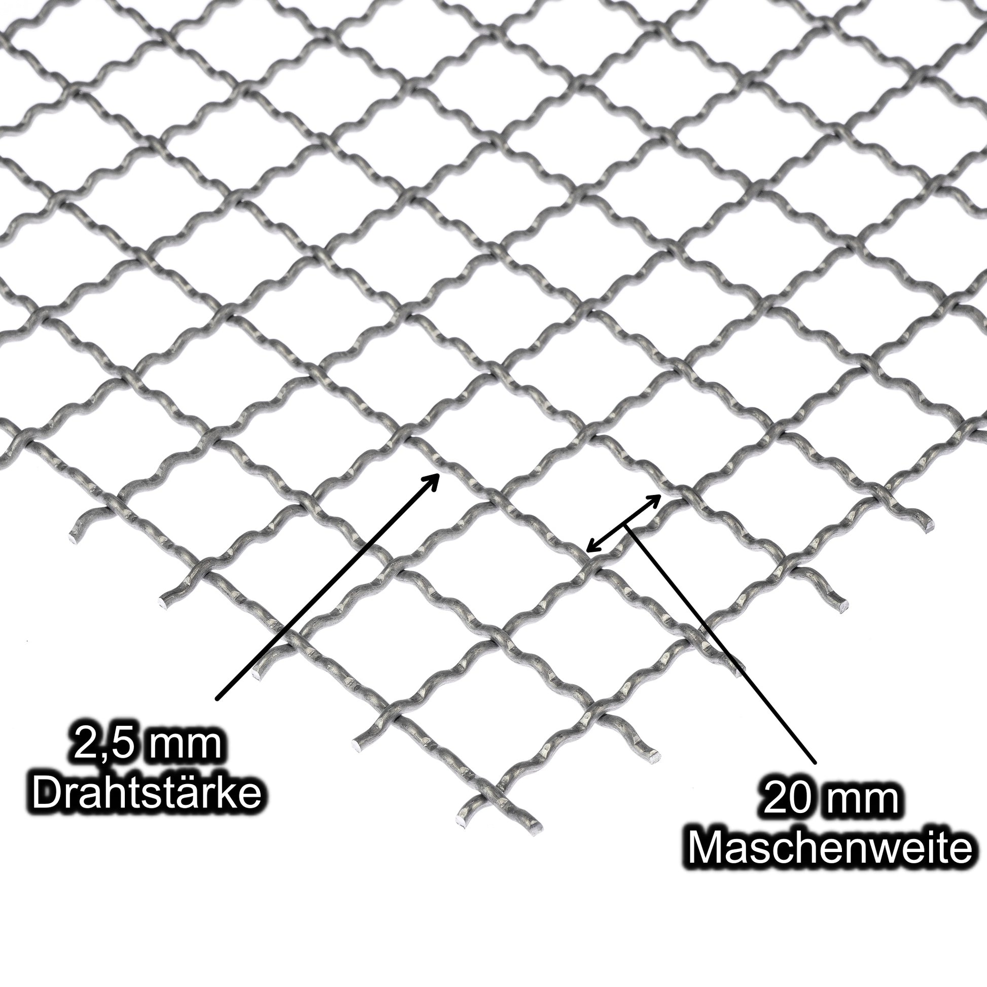 Stahl Wellengitter mit Maschenweite 20 mm - Drahtstärke 2,5 mm