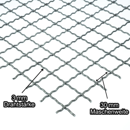 Stahl Wellengitter mit Maschenweite 30 mm - Drahtstärke 3 mm