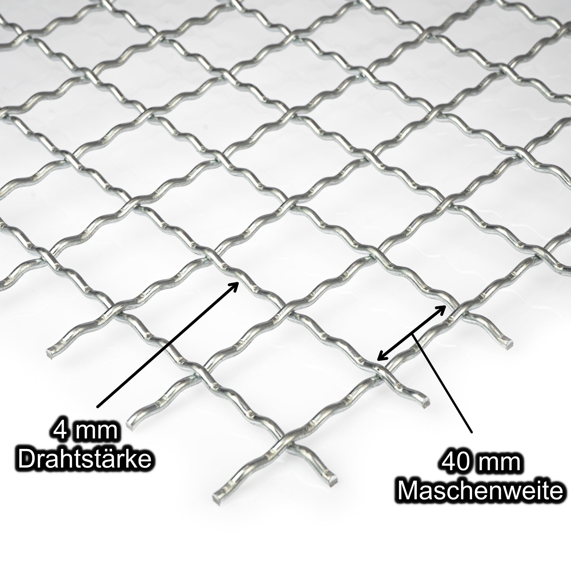 Edelstahl Wellengitter mit Maschenweite 40 mm - Drahtstärke 4 mm