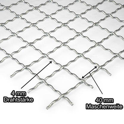 Edelstahl Wellengitter mit Maschenweite 40 mm - Drahtstärke 4 mm
