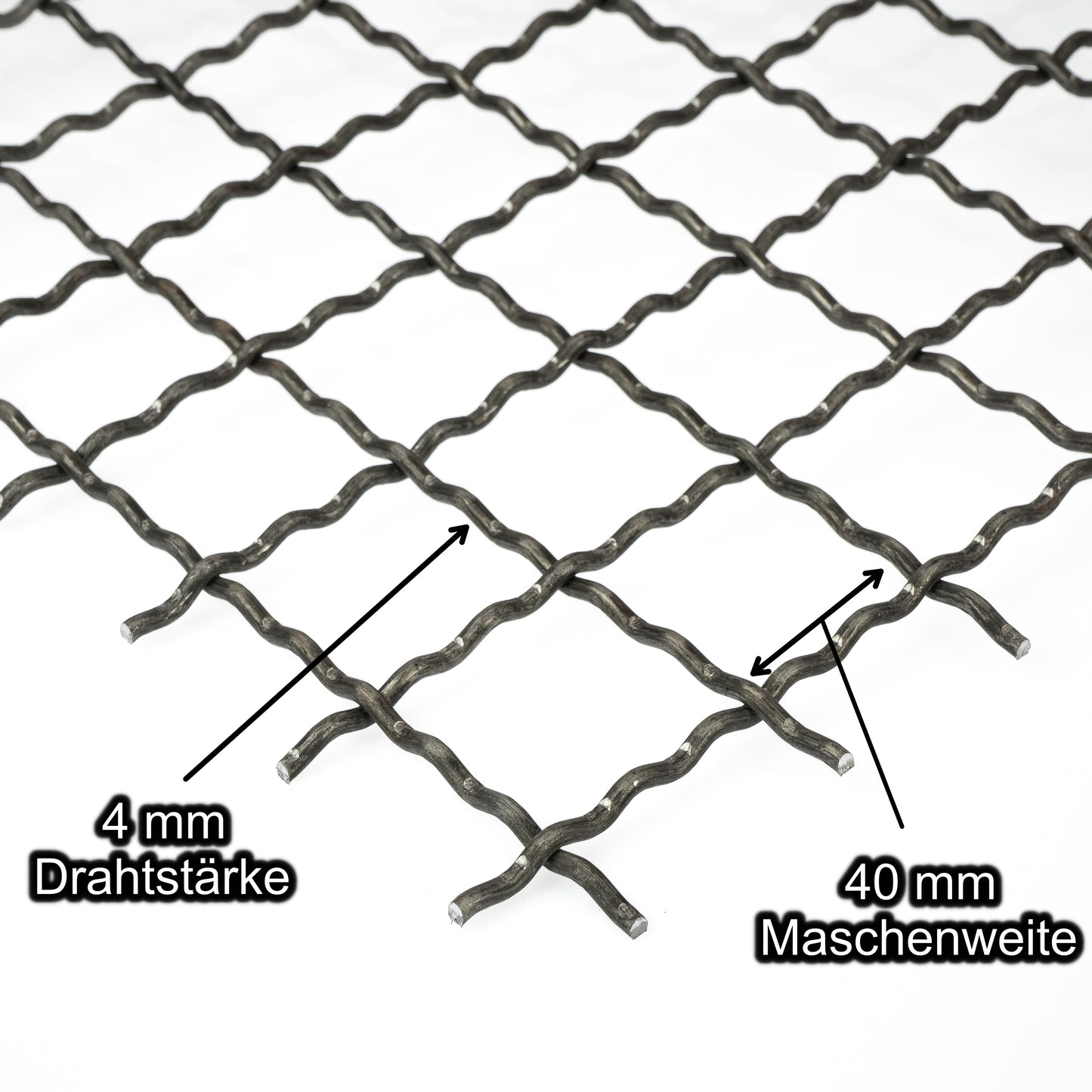 Stahl Wellengitter mit Maschenweite 40 mm - Drahtstärke 4 mm
