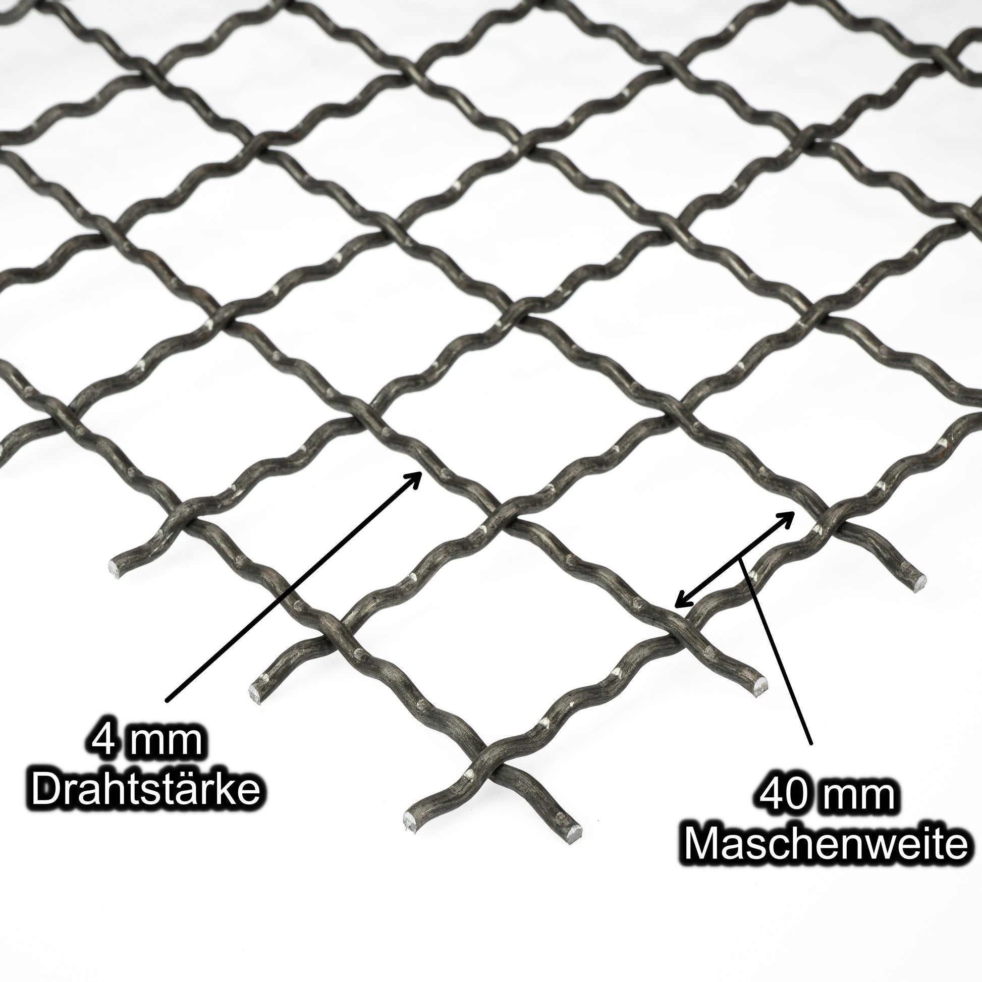Stahl Wellengitter mit Maschenweite 40 mm - Drahtstärke 4 mm