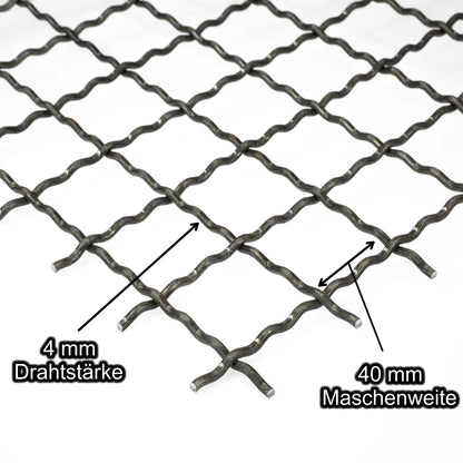 Stahl Wellengitter mit Maschenweite 40 mm - Drahtstärke 4 mm